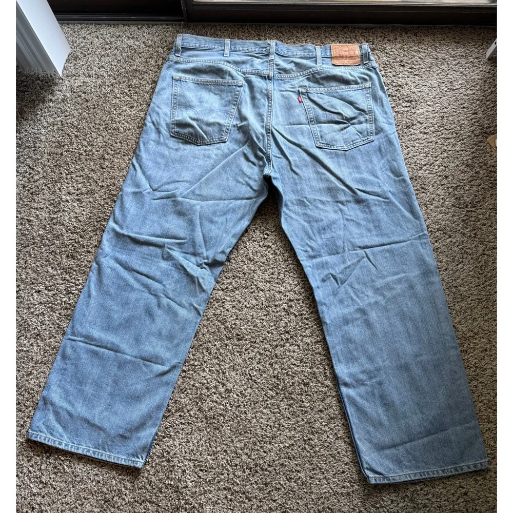 Levis 569 Loose Straight Leg Jeans Mens 42x32 Light Wash Blue Denim